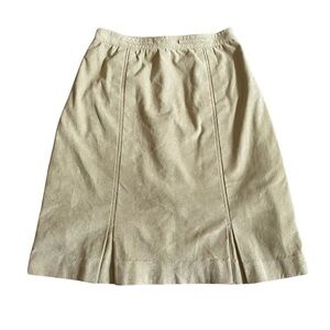 Vintage 70’s Suede Leather Pleated Pencil Skirt Celery Green Light Cottage Fairy